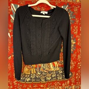 Calvin Klein Wool Cashmere Blend Sweater Black Cropped Office School Nice Comfy